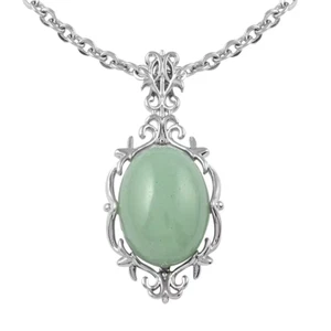 Grüner Aventurin Anhänger Halskette (18-20 Zoll) in Silber und Edelstahl - Bild 1 von 2