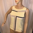 Pre-Loved Authentic Chanel Size 40 Cruise 2001 Yellow-Multi Cashmere Tank Top