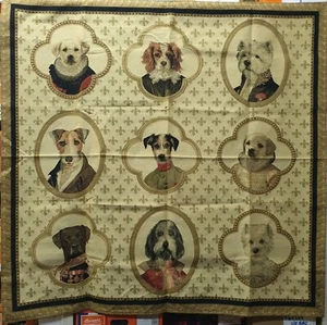 TAPISSERIE MURALE TEXTILE TISSEE DECOR CHIENS EN MEDAILLON DÉCORATIF - Foto 1 di 15