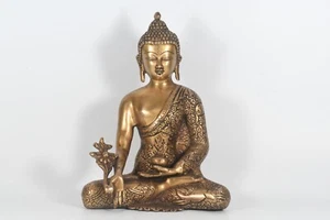 Blessing Vintage Meditating Shakyamuni Buddha Brass Statue Handmade Buddhism Art - Picture 1 of 8