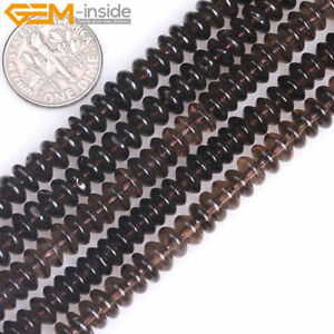 Rondelle Smoky Quartz Spacer Loose Beads For Jewelry Making 15"Natural Stone