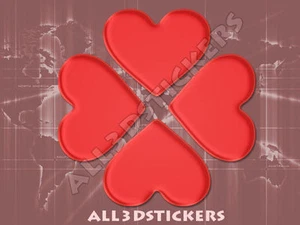3D Sticker Decal Resin Domed Hearts Clover Trebol Adhesive Decal Red - Picture 1 of 1