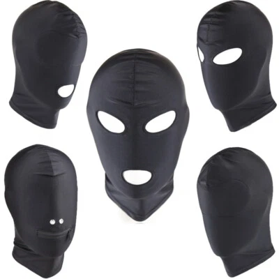 Schwarze Spandex-Vollgesichtshaube Rollenspiel Unisex-Maske Sklavenkostüm/  > - Bild 1 von 4