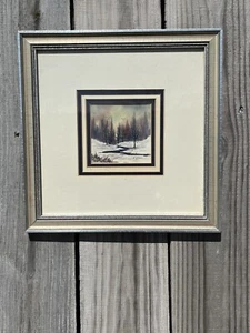 Nancy Murphy Original Winter Scene Watercolor Framed Picture 11.5x11.5 - Picture 1 of 13