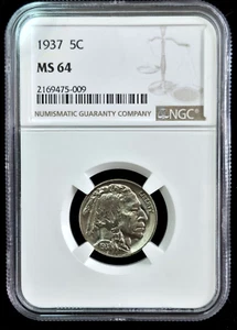 1937-P Buffalo Nickel-NGC Graded MS-64 Beautiful EYE POPING LUSTER - Bild 1 von 4