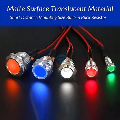 8/12/16/19/22mm Waterproof IP67 Metal LED Indicator Pilot Dash Light Panel Lamp - Image 1 of 4