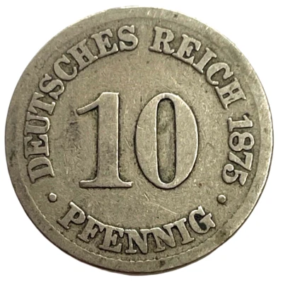 1875 Germany 10 Pfennig German World Coin KM# 4 Lot C2-165 - Image 1 of 4