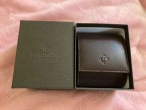 PATEK PHILIPPE Travel Watch Box Carry BOX Case Dark Brown Leather 8 cm - Picture 1 of 8