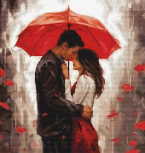 DIY Needlepoint Counted Cross Stitch "Under An Umbrella" Embroidery Kit Luca-S - Picture 1 of 6