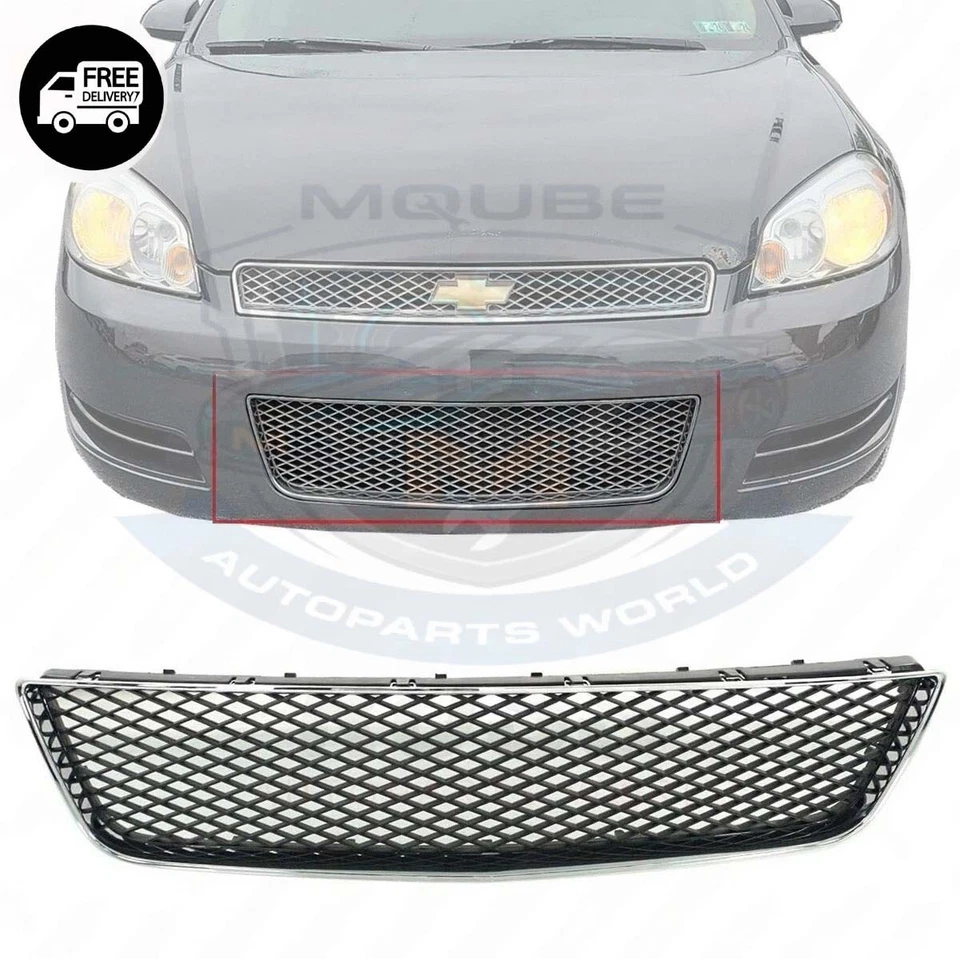 New 2006-2013 Front Bumper Grille Chrome with Black Chevrolet Impala Sedan Foto 1 de 1