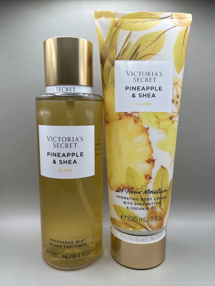 Victoria’s Secret Pineapple & Shea Body Mist & Fragrance Lotion Glow 8oz Set NEW - Image 1 of 3