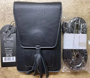 K Carroll Crossbody Mini Purse Wallet Phone Bag RFD Lining Black Card Slots - Picture 1 of 7