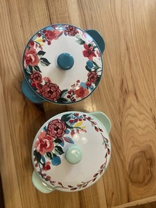 Two (2) Pioneer Woman ~ PRAIRIE SIGNATURE ~ Mini Ceramic Casseroles w/Lids - Picture 1 of 2