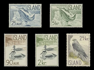 ICELAND Sc#  319-23, 1959-60 ICELANDIC FISH & BIRDS, MINT F-VF NH SET - Picture 1 of 1