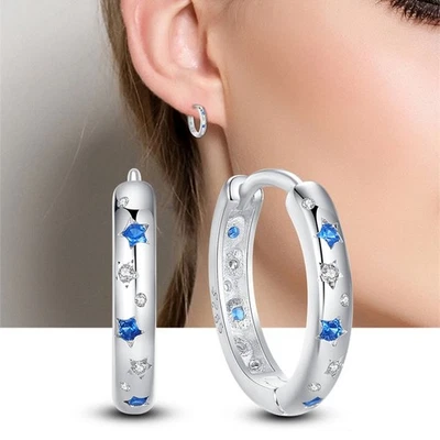 Pendientes de aro PANDACH 925 de plata de ley para mujer joyería de moda ligeros Foto 1 de 4