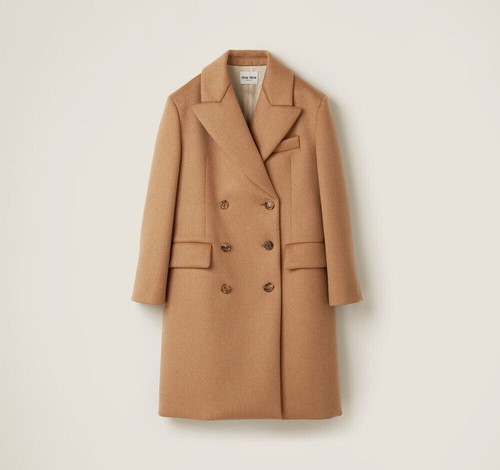 Cappotto doppiopetto capelli cammello Miu Miu 65657771
