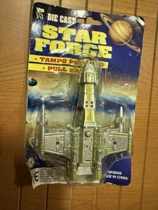 VINTAGE DIE CAST STAR FORCE TAMPO PRINTING PULL BACK SHIP X WING STYLE TOY - Picture 1 of 9