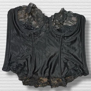 Top corsetto bustier pizzo nero Victoria’s Secret etichetta oro vintage 36 made in USA Union - Foto 1 di 7