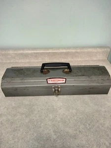 Vintage Craftsman Tombstone Coffin Gray Socket Metal Tool Box Crown Logo USA 20" - Picture 1 of 15
