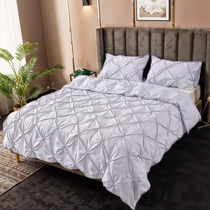 Light Grey Jacquard Duvet Set - Bedding Set ,4 UK Sizes (Single to Super King) - Picture 1 of 16