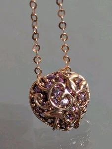 Solid K18 Pink Gold Sapphire Necklace 3.8 Grams 18" - Picture 1 of 12