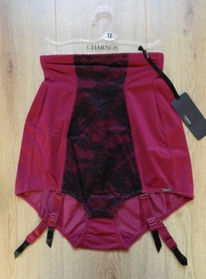 Charnos Hourglass Red/Black Suspenders Waist Nipper Sz 12 Control Briefs Cincher - image 1 of 4