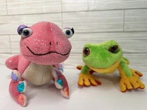 2 Webkinz Plush Toys-Lil Kinz Green Tree Frog & Pink Glamour Gecko No Codes - Picture 1 of 13