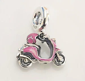 Genuine Pandora Pink Scooter Dangle Charm 791057C01 - Picture 1 of 10