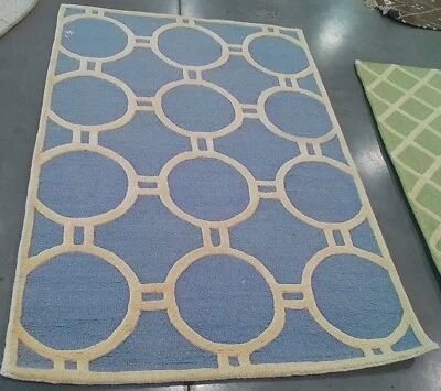 LIGHT BLUE / IVORY 4' X 6' Back Stain Rug, Reduced Price 1172765880 CAM145A-4 - Image 1 of 4