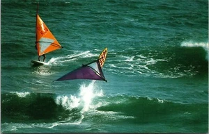 world capital of wind-surfing Diamond Head Hawaii Chrome Postcard E3 - Picture 1 of 2