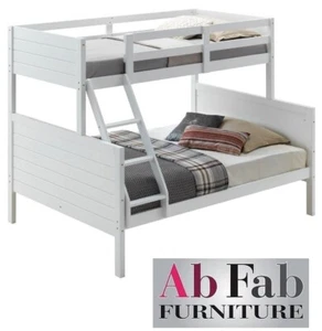 BUNK_BED WELLING TRIO DOUBLE SINGLE TIMBER WHITE - 169cm HIGH - 93cm HEAD ROOM - Picture 1 of 3