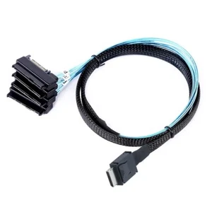 OCuLink PCIe SFF-8611 4I To 4X SFF8482 SAS 29P with SATA 15P Power Adapter Cable - Picture 1 of 18