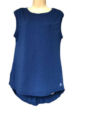 Danskin Now Top With Split Back Size M (8-10) Blue Stretch Sleeveless Women's