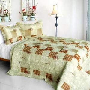 3 PC Only You checks roses rust beige tan plaid 100% Cotton Queen Quilt Shams - Picture 1 of 1