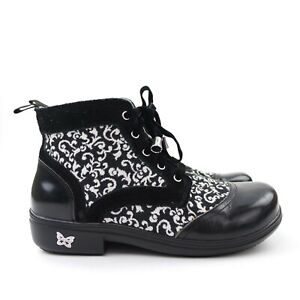 Alegria Women Ankle Boots  Size 10.5  Euro 41 Black Canvas Leather Style KYL651