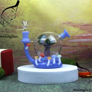 Blue Mashroom Baum Recycler Rauchbong Wasserpfeife Shisha Wasserpfeife 14,4 mm Schüssel - Bild 1 von 6