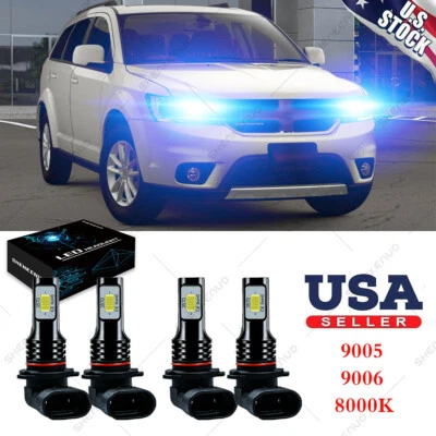 Kit de bombillas de haz alto/bajo LED de 4 piezas 8000 k para Dodge Journey 2010-2018 2019 Foto 1 de 4