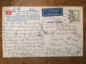 1958 PC SWEDISH AMERICAN LINE Boat Mailed M/S Kungsholm Goteborg-New York Panama - Picture 1 of 3