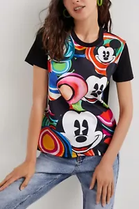 DESIGUAL x Disney Mickey Mouse Short Sleeve Jersey Tee Top SIZE MEDIUM tshirt - Picture 1 of 6