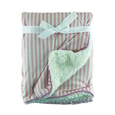 Baby Girl Fleece Newborn+ Blanket | 75x100cm | Pram, Cot, Moses | Pink & White  - Image 1 of 4