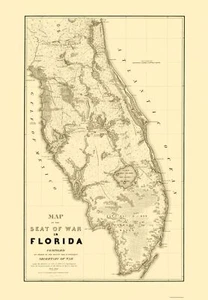 Historic War Map - Florida Second Seminole War - Stone 1838 - 23 x 33.13 - Picture 1 of 20