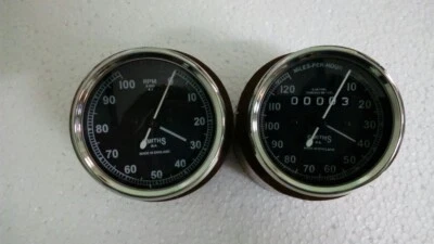 Smiths 120 kmph Velocímetro 10.000 rpm Tacómetro 80 mm, M18x1,5 Rosca Réplica Foto 1 de 2