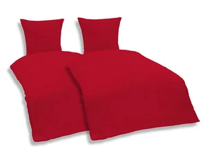 4 teilig Uni Bettwäsche 135x200 cm rot Einfarbig Renforce Baumwolle Set - Bild 1 von 6