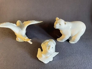 3 Lladro figurines-wall mount Cherub Head, Goose and Polar Bear - Picture 1 of 12