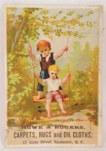 Victorian Trade Card Howe & Rogers Carpets Rugs Oil Cloths Antique No Printing - Picture 1 of 3