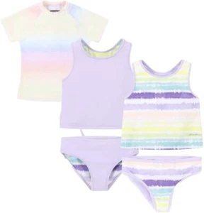 Eddie Bauer Jugend Mädchen Wende 3-teiliges Badeanzug Set Regenbogen lila pink L 14 16 - Bild 1 von 4