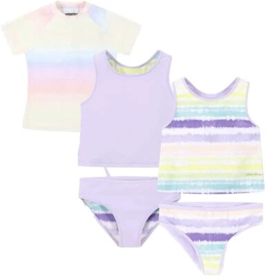 Eddie Bauer Conjunto de Traje de Baño Reversible 3 Piezas Arco Iris Púrpura Rosa L 14 16 Foto 1 de 4
