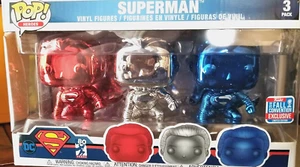Funko Pop! Heroes Superman Chrome 2018 NYCC Fall Exclusive Vinyl Figure 3 Pack - Bild 1 von 6
