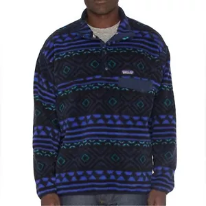 Patagonia Synchilla Felpa Pullover Snap-T XS Uomo Blu Righe Geometrica - Foto 1 di 13