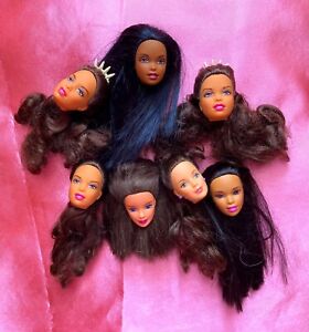 Barbie Lot Of 7 Heads Christie Teresa Rapunzel 2001 AA 